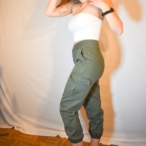 High-waisted green utility joggers!
